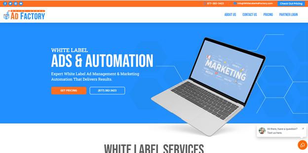 White Label Ad Factory Website