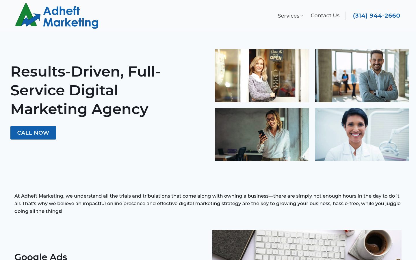 Adheft Marketing website preview