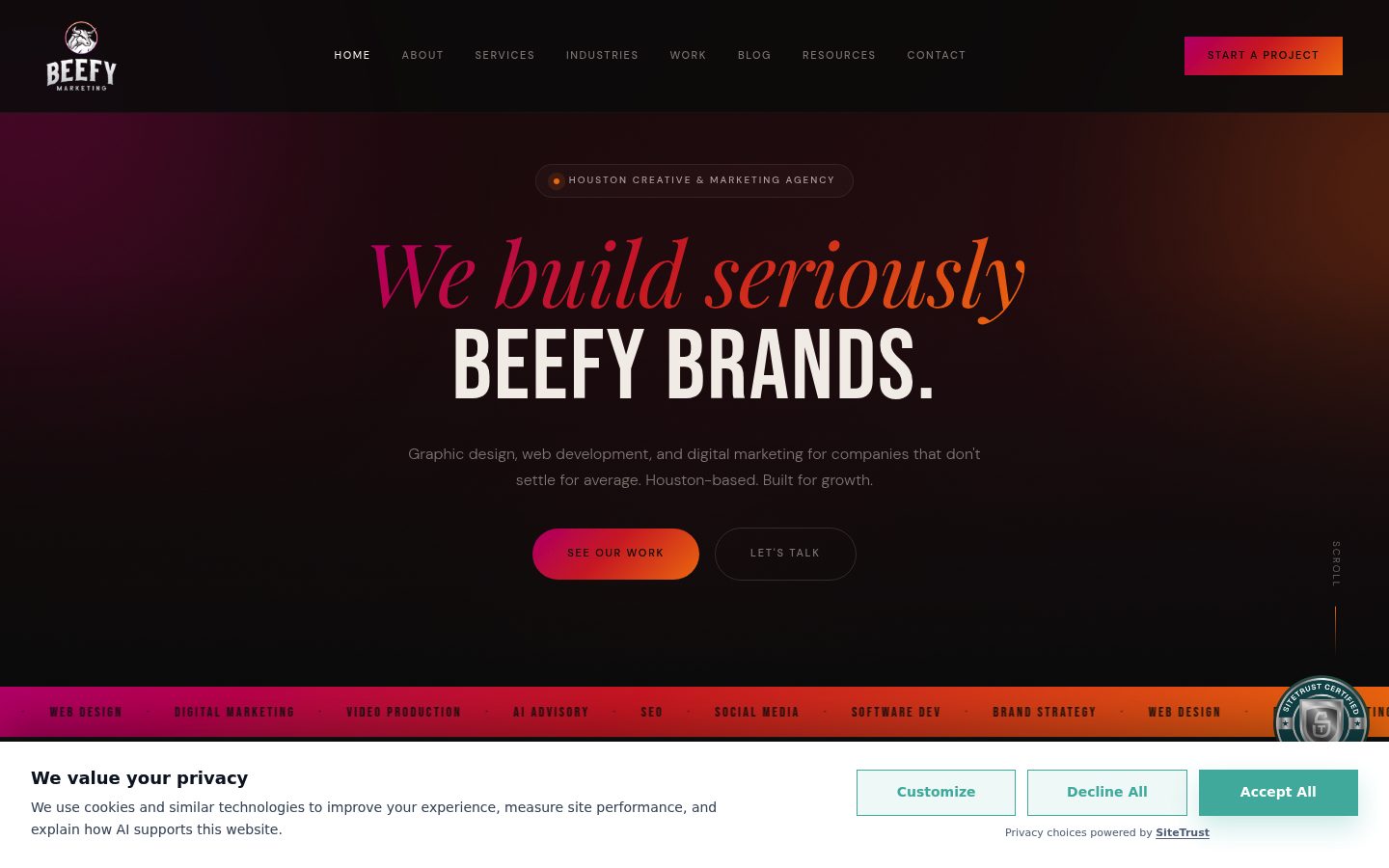 Beefy Marketing website preview