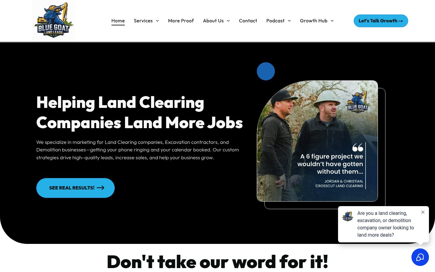 Blue Goat Marketing website preview