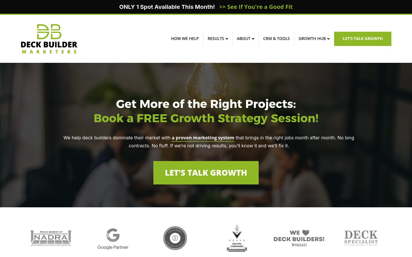 Deck Builder Marketers website preview