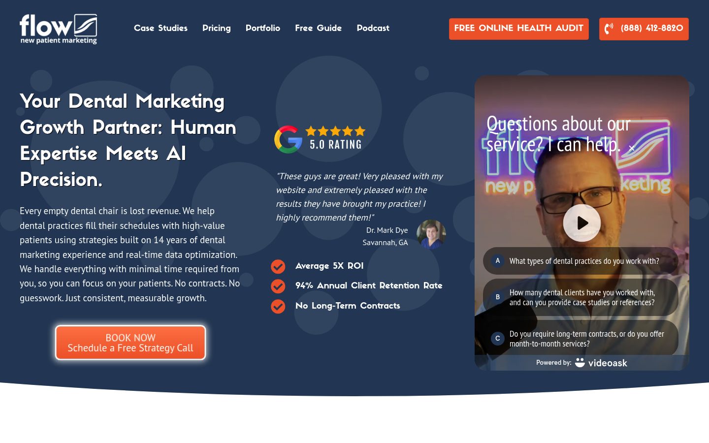 Flow New Patient Marketing website preview