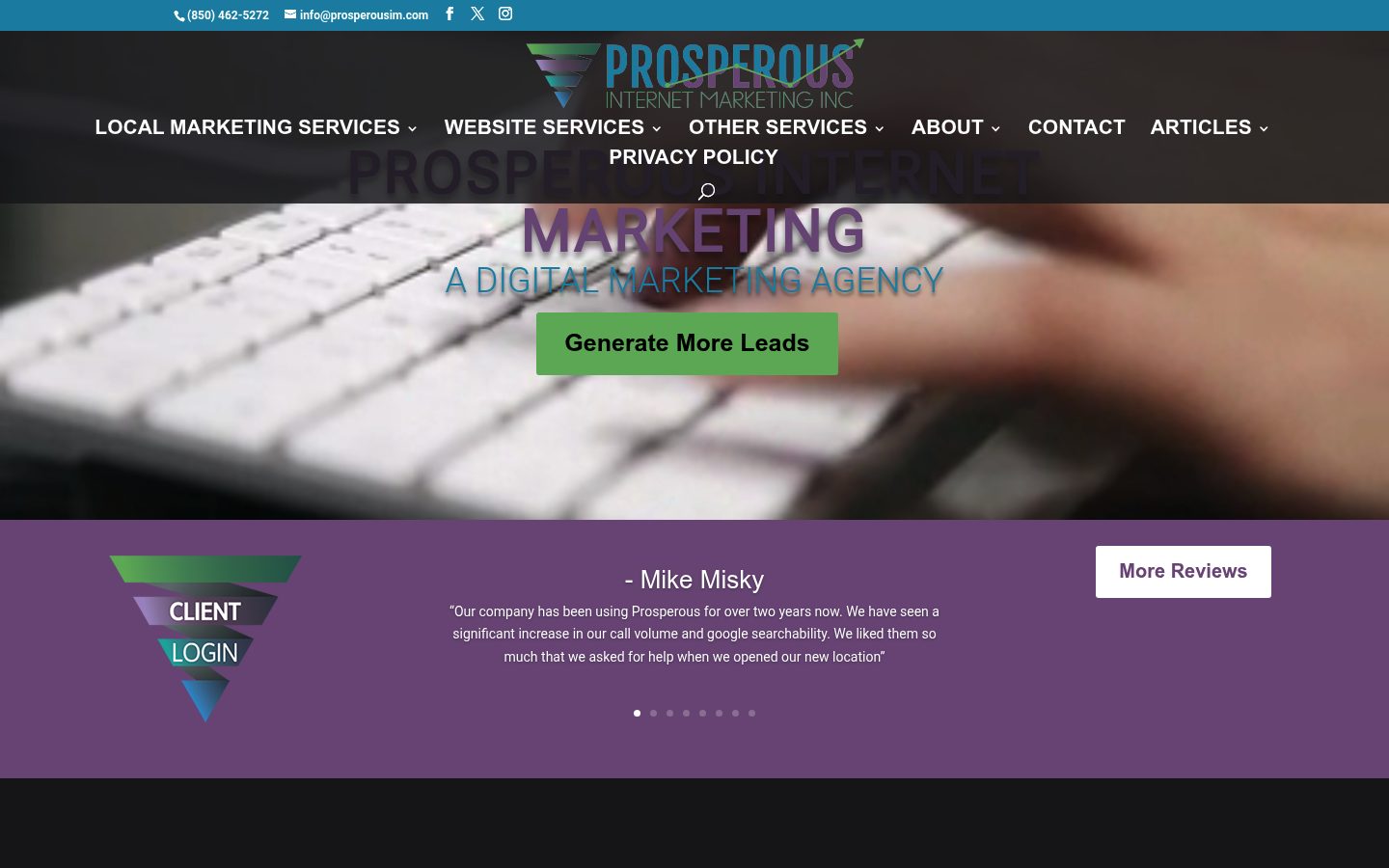 Prosperous Internet Marketing Inc. website preview