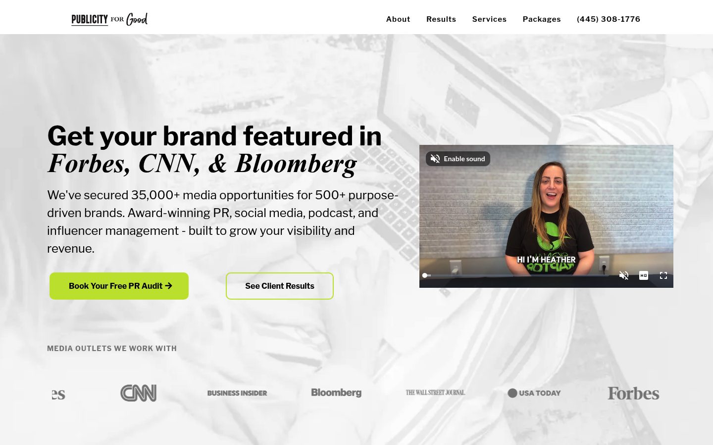 Publicity For Good website preview