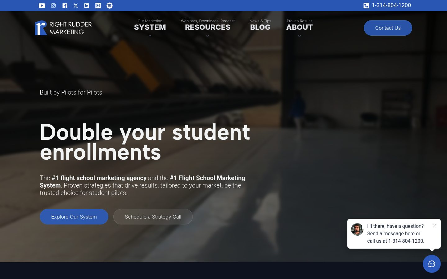 Right Rudder Marketing website preview
