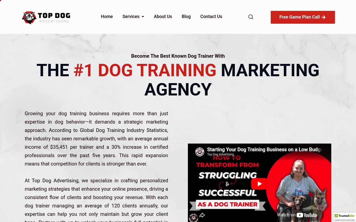 Top Dog Advertising website preview