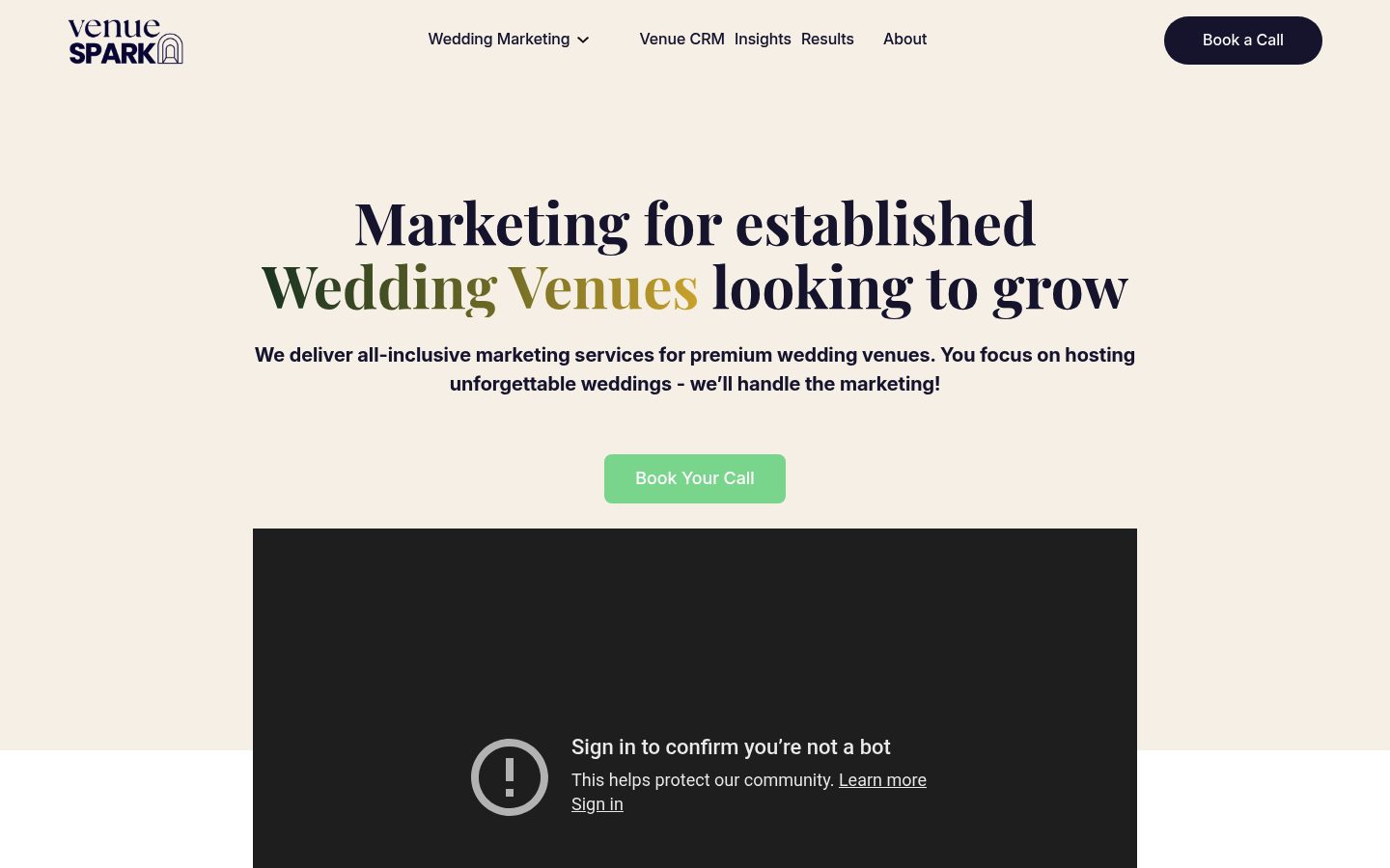 Venue sparkl website preview
